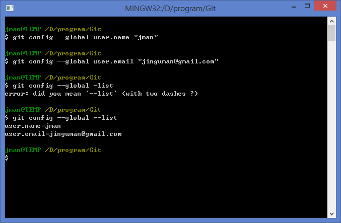 git for windows absolute config path